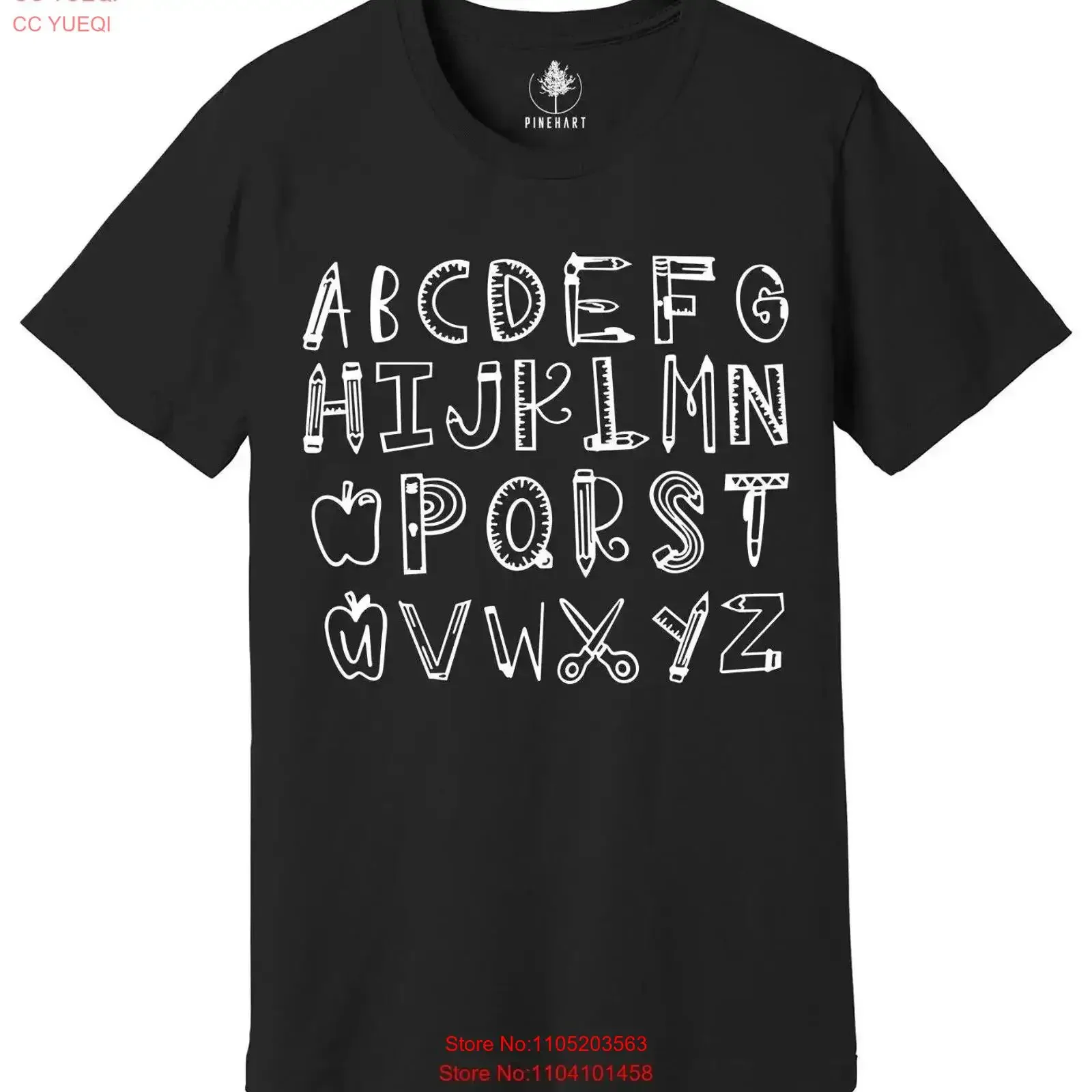 Alphabet Doodle Teacher T Shirt Teaching First Grade vintage Washed Soft streetwear designer clothes homme Versatile