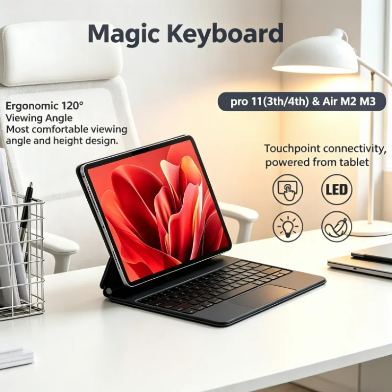Venda Flash Pogo Pin Smart Keyboard Case Com Trackpad para IPad Air 11 M3 10.9 2024 Pro 11 4th 5th Air 11 Teclado Ipad 키보드