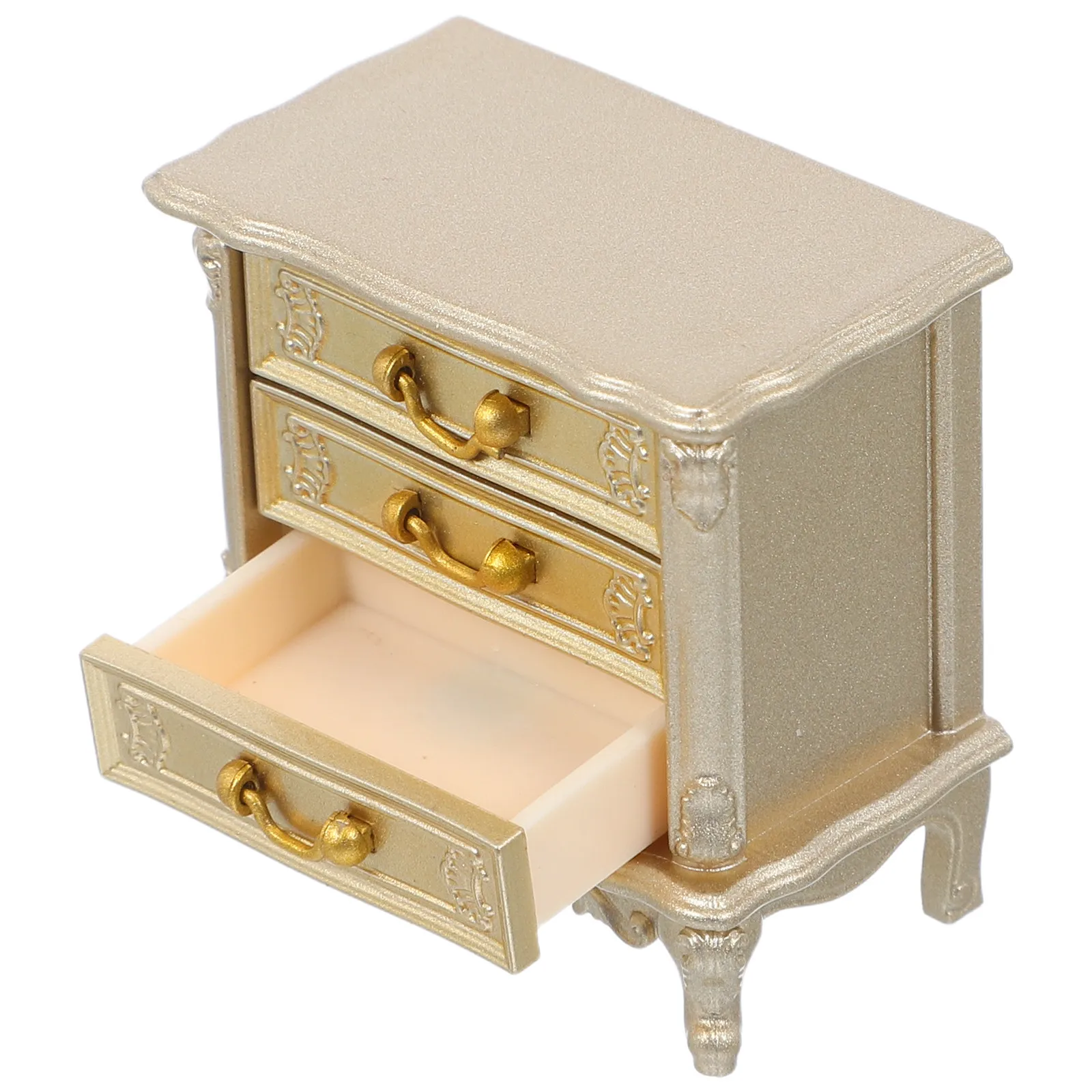 

Vintage Miniature Cabinet Handcrafted Dollhouse Nightstand Detailed Bedroom Decor Piece Compact Side Table for Dollhouse Setup