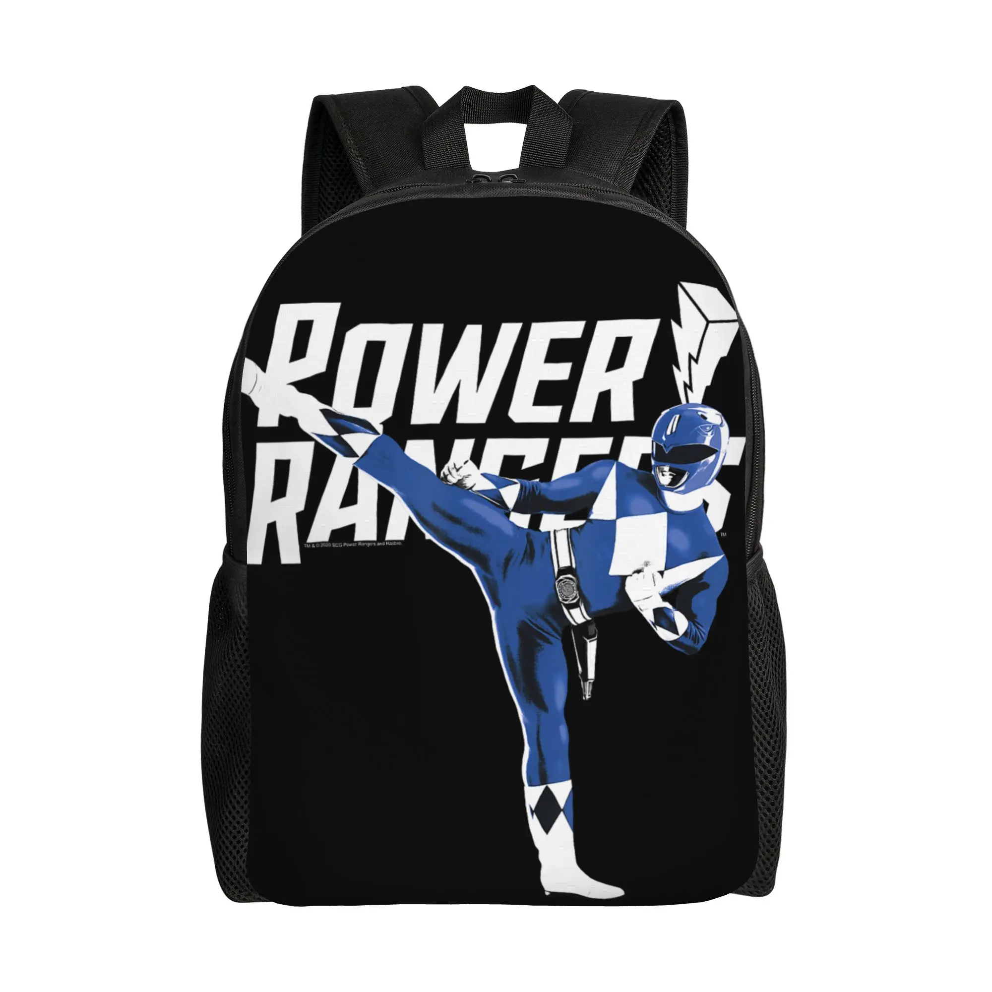 

Bandai backpacks Power Rangers Blue Ranger Karate Action Pose Logo Daypack mochila School Sturdy Shoulder Rucksack