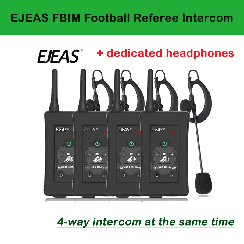 

EJEAS FBIM Football Referee Intercom Headset 1200M Full Duplex Bluetooth 5.1 Motorcycle Interphone Communicator +Headset Gift