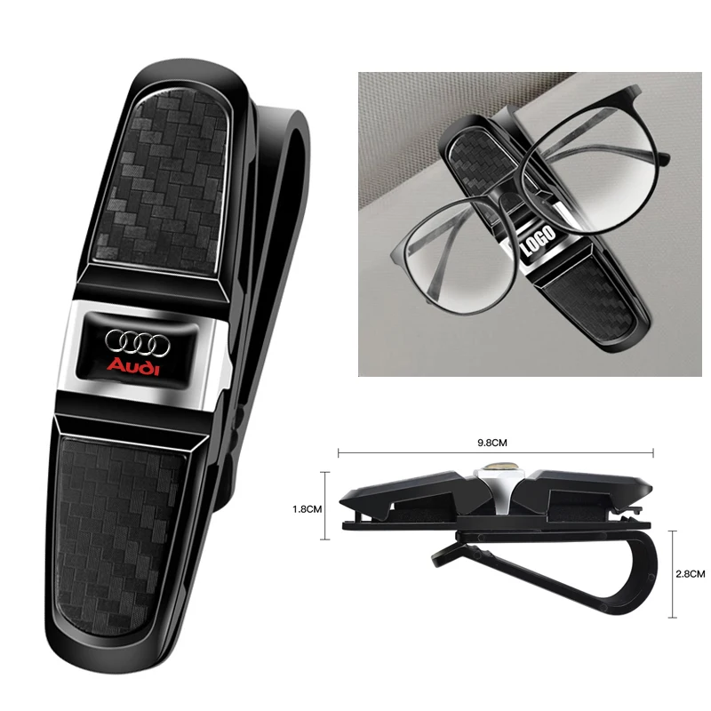 1Pcs Car Sun Visor Glasses Clip Ticket Card Storage Clamp For Audi S4 S6 S7 SQ5 SQ7 TT A6 A7 A8 A8L Q3 Q4 Q5 Q6 Q7 Q8 RS RS7 S5