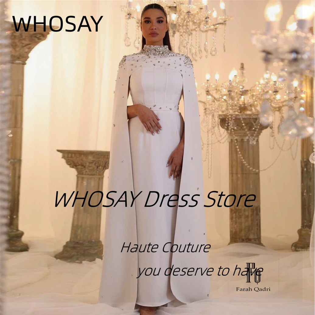 

WHOSAY Формальная банкетная женская одежда Вечерние платья без бретелек Индивидуальные кристаллы с высоким воротником Шали Театрализованное вечернее длинное платье для выпускного вечера
