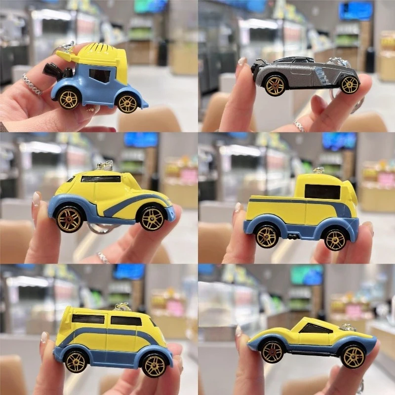 

6Pcs Minions New Creative Cute Humanoid Mini Car Keychain Cartoon Character Bag Pendant Backpack Hanging Ornament Gift