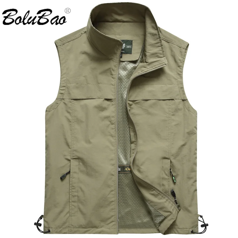 

BOLUBAO 2024 Outdoor Casual Vest For Men Solid Color Big Pocket Fashion Coat High Quality Design Casual Vest For Men