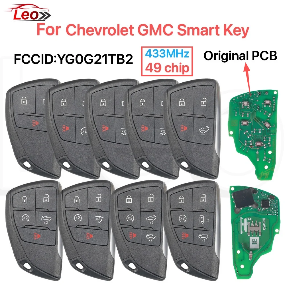

Смарт-ключ Leo FCCID: YG0G21TB2 для Chevrolet Suburban, Tahoe, Buick Envision, Silverado, GMC Yukon, Sierra 2011-2012, 433 МГц, 49 чипов.