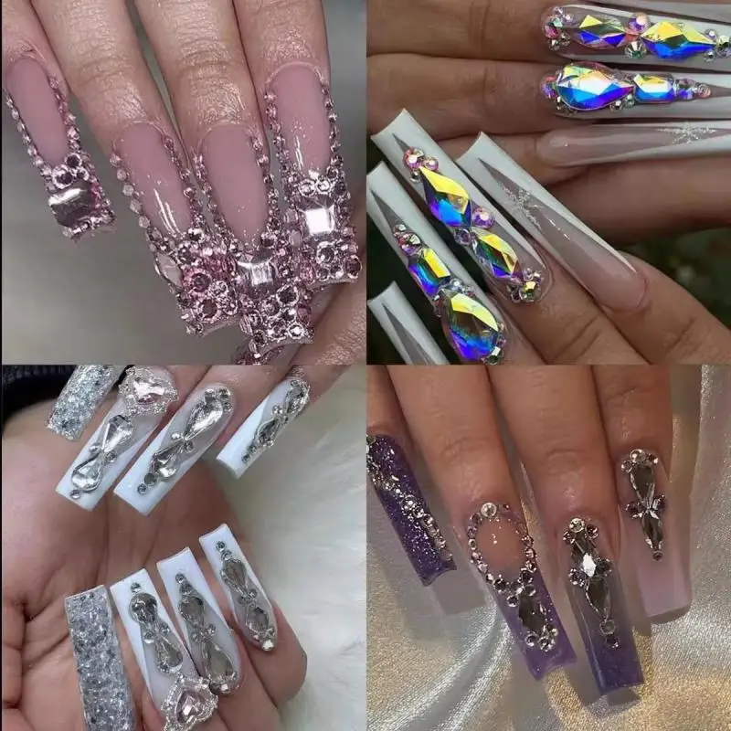 1Box unregelmäßige bunte Mini Nagel Strass Mutiple Stile geometrische Flatback Nail Art Kristall für handgemachte DIY Maniküre