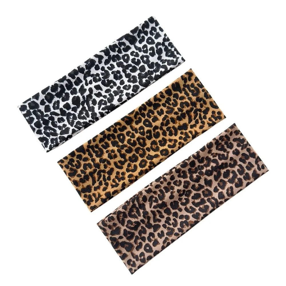 New High Elasticity Leopard Print Headband Sweat Absorbing Breathable Yoga Headband Wide-brimmed Sports Headband Yoga