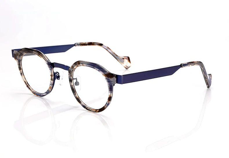 Retro Hochwertige Acetat-Brillen, handgefertigt in Japan, mit einem runden, modischen Rahmen, Unisex-Designer-Markenbrille. – Detail 20