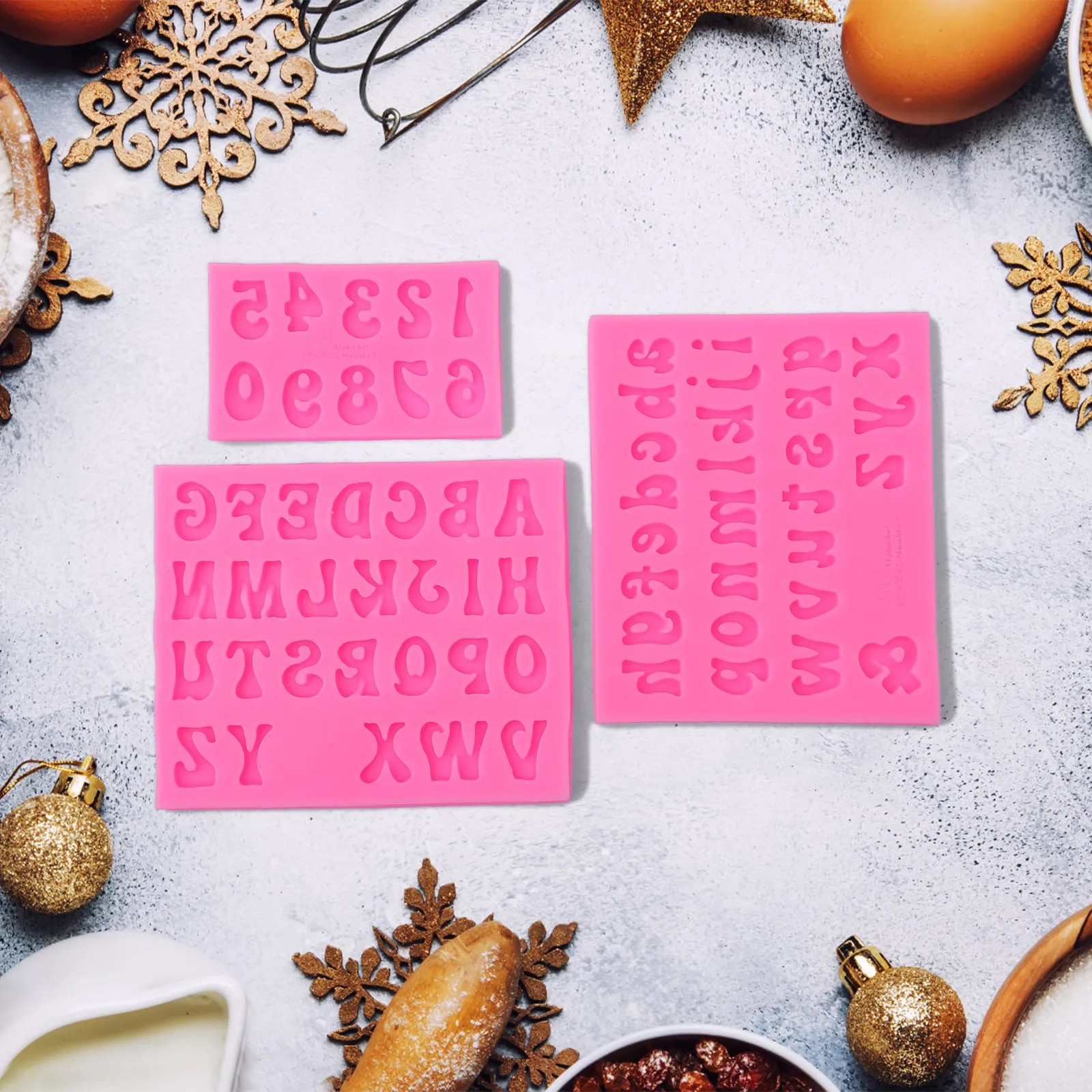 3Pcs Silicone Chocolate Molds Letters Numbers Set Versatile Baking Molds Food Grade Heat Resistant Flexible Demolding for Candy view 5