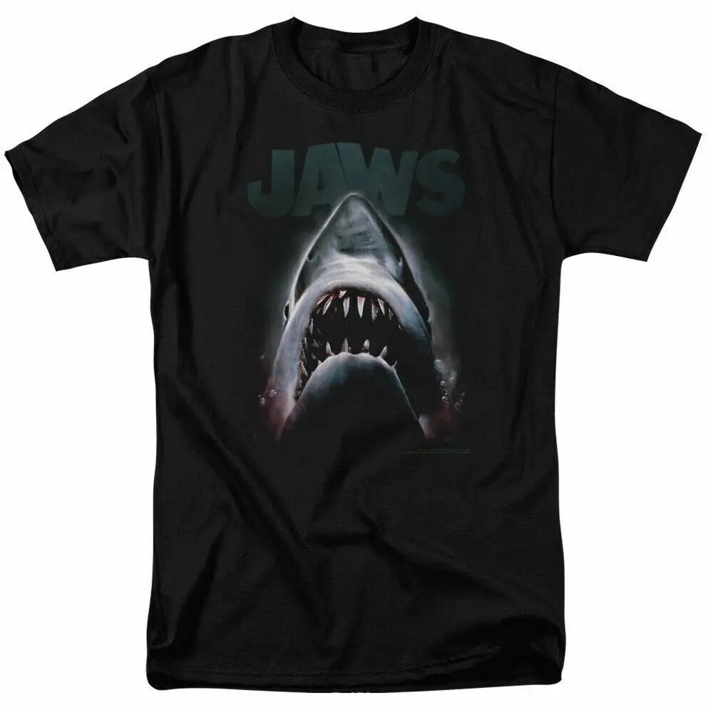 

Jaws Terror In The Deep T Shirt Licensed Shark Movie Retro Tee Classic New Black