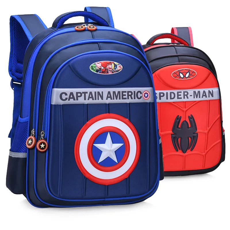 

2023 Disney New School Bags For Boys Grade 1-6 Spider Man Captain America Primary Student Shoulder Orthopedic Backpack Mochila