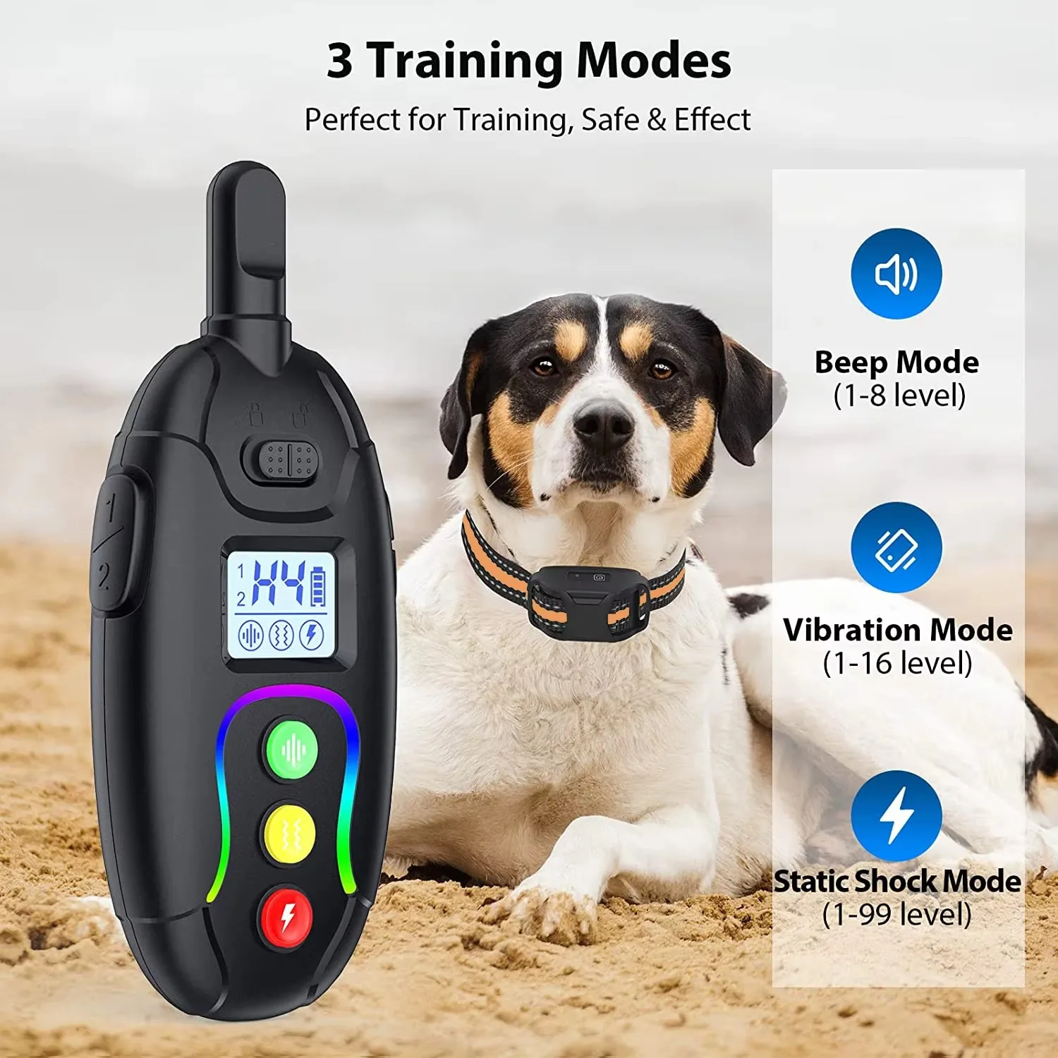 FurStarElectric Dog Training Collar Remote Control Waterproof Pet BehaviorFor 5-120lbs Puppy With Vibration Beep Shock