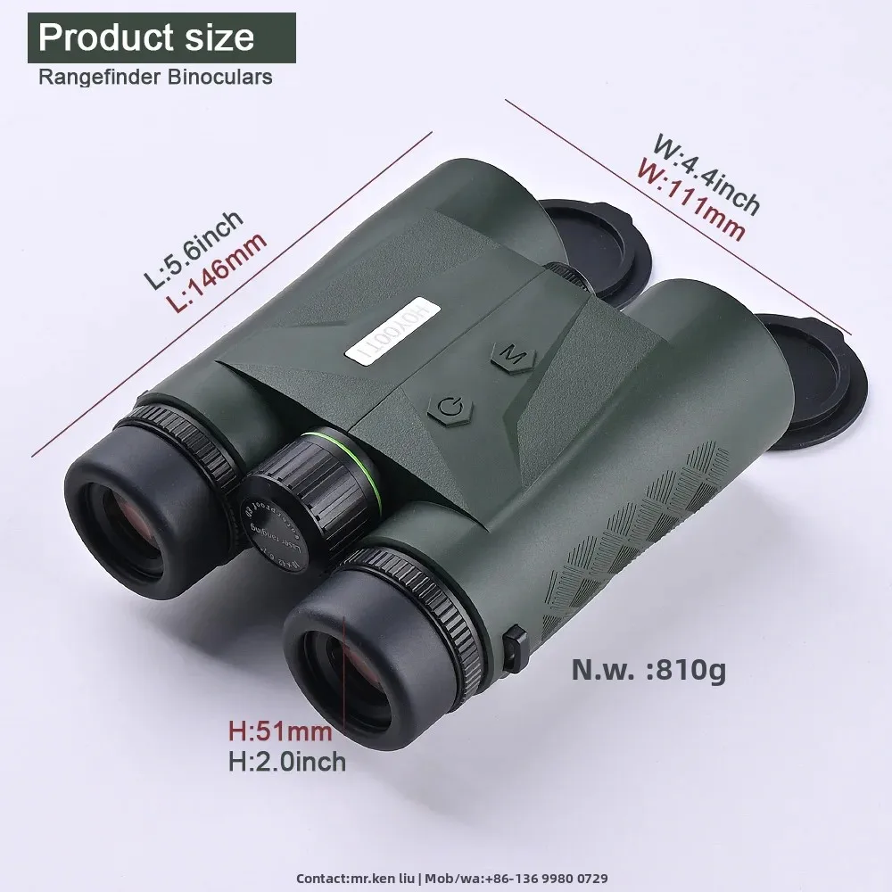 Бинокль с дальнометром 10x42 мм, IP67, водонепроницаемый Hoyooti ED FMC, лазерный дальномер, 1800, 2400 метров, бинокль с дальнометром