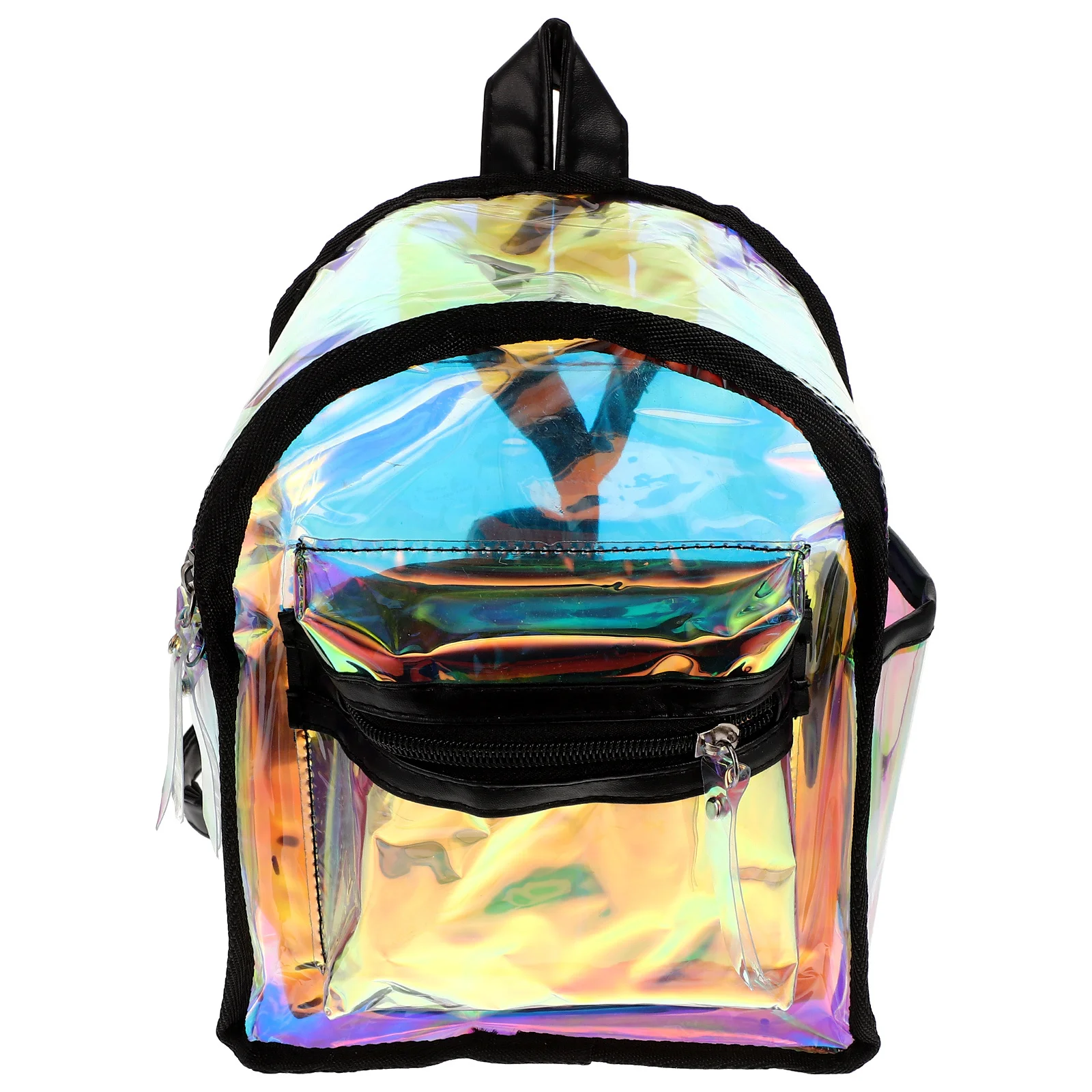 Dazzling Backpack Black Unique Design Light Weight Zipper Closure For Girls Casual Travel Camping Shopping Short Trip Bag
