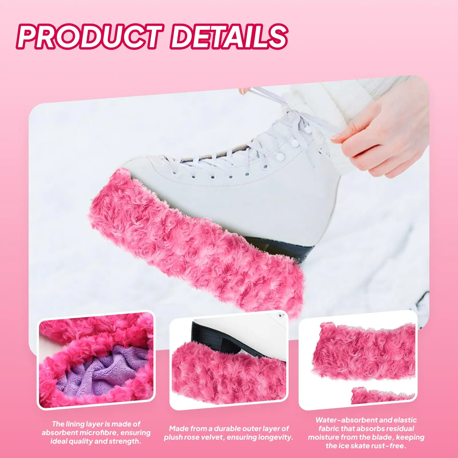 Absorbent Skating Blade Covers Soft Towel Inner Protector for Ice Figure Hockey Skates Storage and Travel
