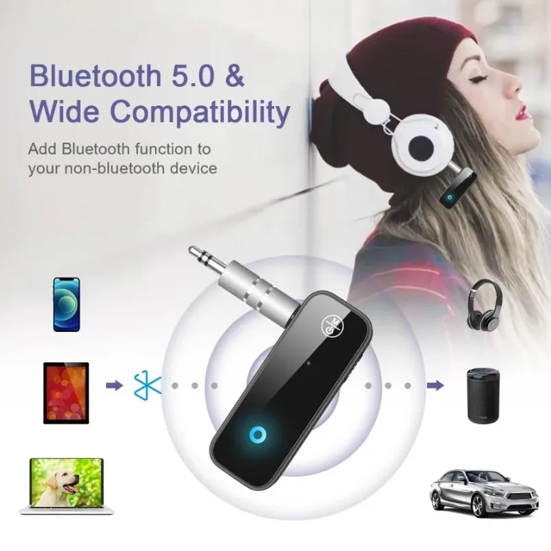 

C28 Wireless Adapter 2 In 1 Bluetooth 5.0 Receiver Transmitter 3.5Mm Jack For Car Music Audio Receiver Aux Headphone Handsfree