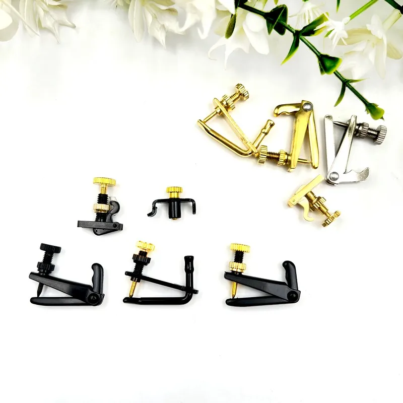 4pcs Violin Fiddler Fine Tuners Spinner Adjuster Strings Hooks 4/4 3/4 1/2 1/4 1/8 Black/ Golden/Silver/ Hill-style,violin parts