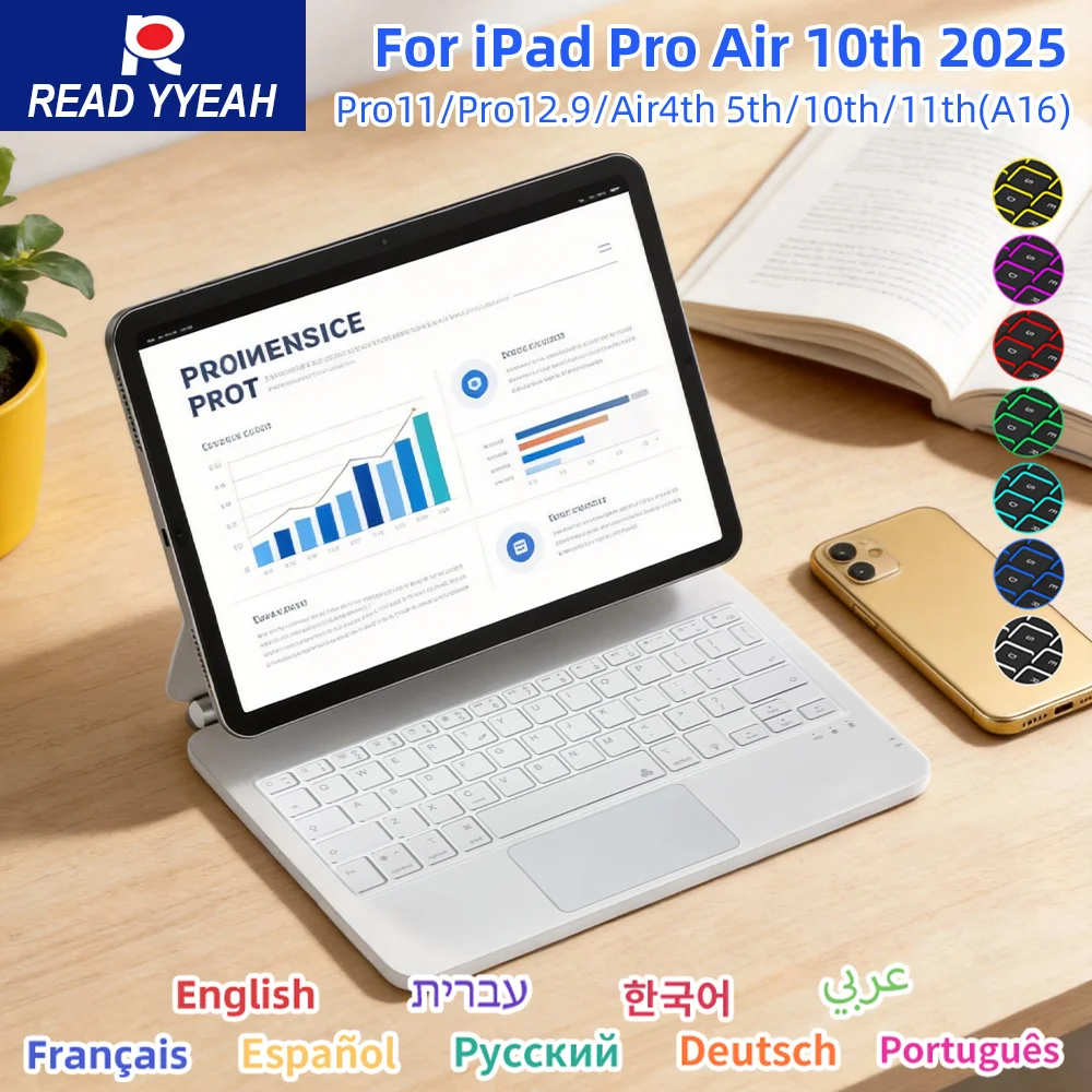 

Magic Bluetooth Keyboard Case for iPad Pro 11 12.9,Keyboard Cover for iPad Air 11 13 M2/M3,Air 5 4 6 iPad 10.2 7/8/9th 10th Gen