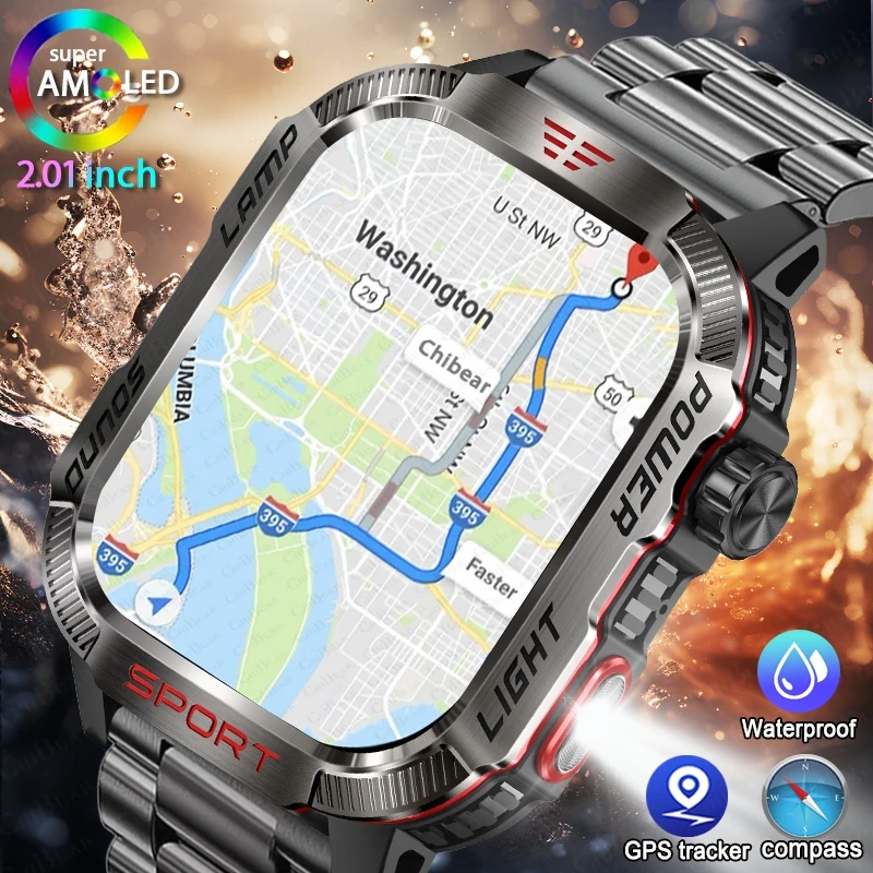 

New Global Smartwatch 2.01 Inch 600mAh Large Battery LED Light Compass Men Outdoor Sport Watch Voice Assistant Wireless Call