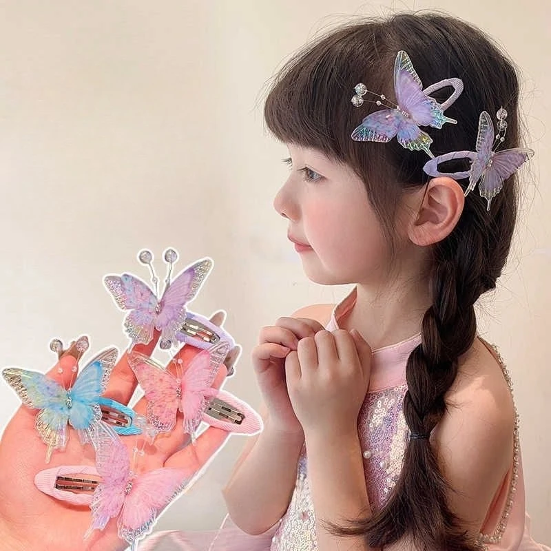 

2pcs/set Colorful Butterfly Girls BB Clips Bangs Hairpins Barrettes Children Sweet Headwear Princess Barrette Hair Accessories