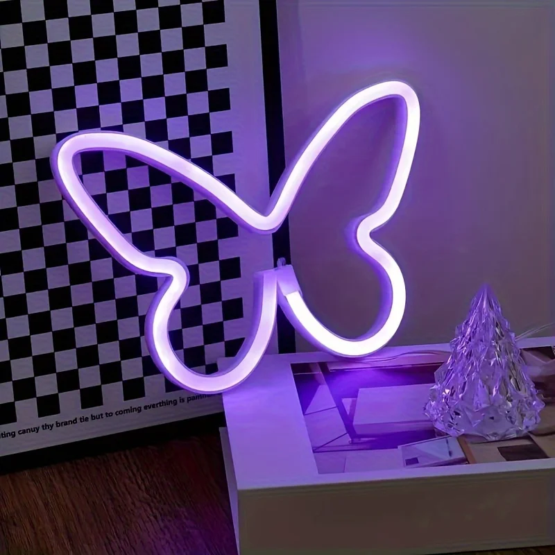 LED butterfly neon lights, USB or battery powered girl room wall decoration, wedding anniversary party supplies, birthday gifts