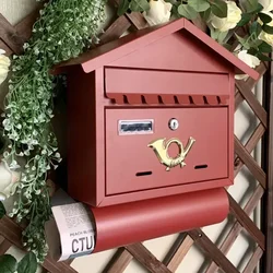INS Iron Mail Box Hanging Wall Decoration Waterproof Mailbox Outdoor Creative Newsbox European Retro Mail Box