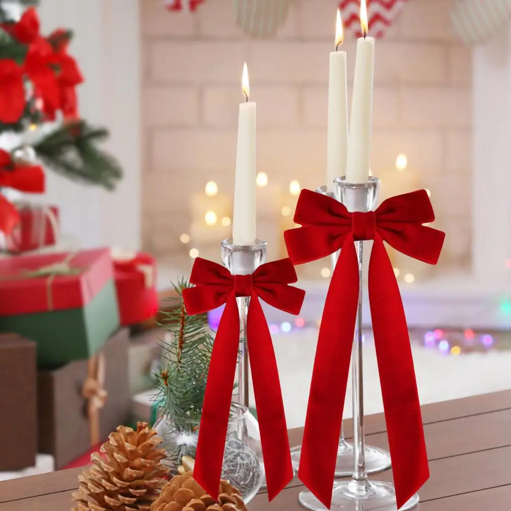 12 buah pita beludru merah untuk dekorasi pohon Natal untuk hadiah karangan bunga gantung Natal kerajinan DIY perayaan musim dingin