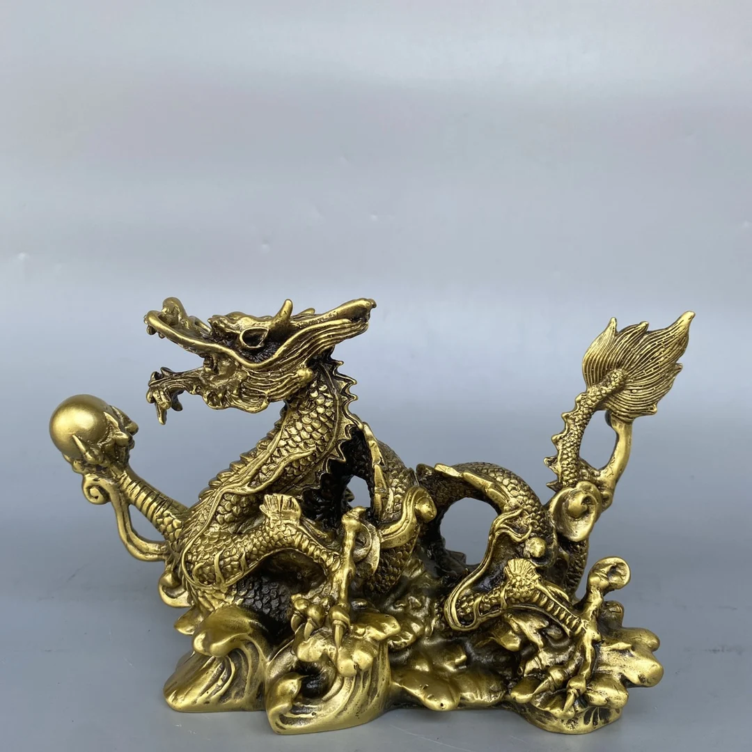 Lucky Totem Metal Animal Bronze Statue 12 Zodiac Water Dragon 21 * 8 * 12 * cm, 1.2 kg