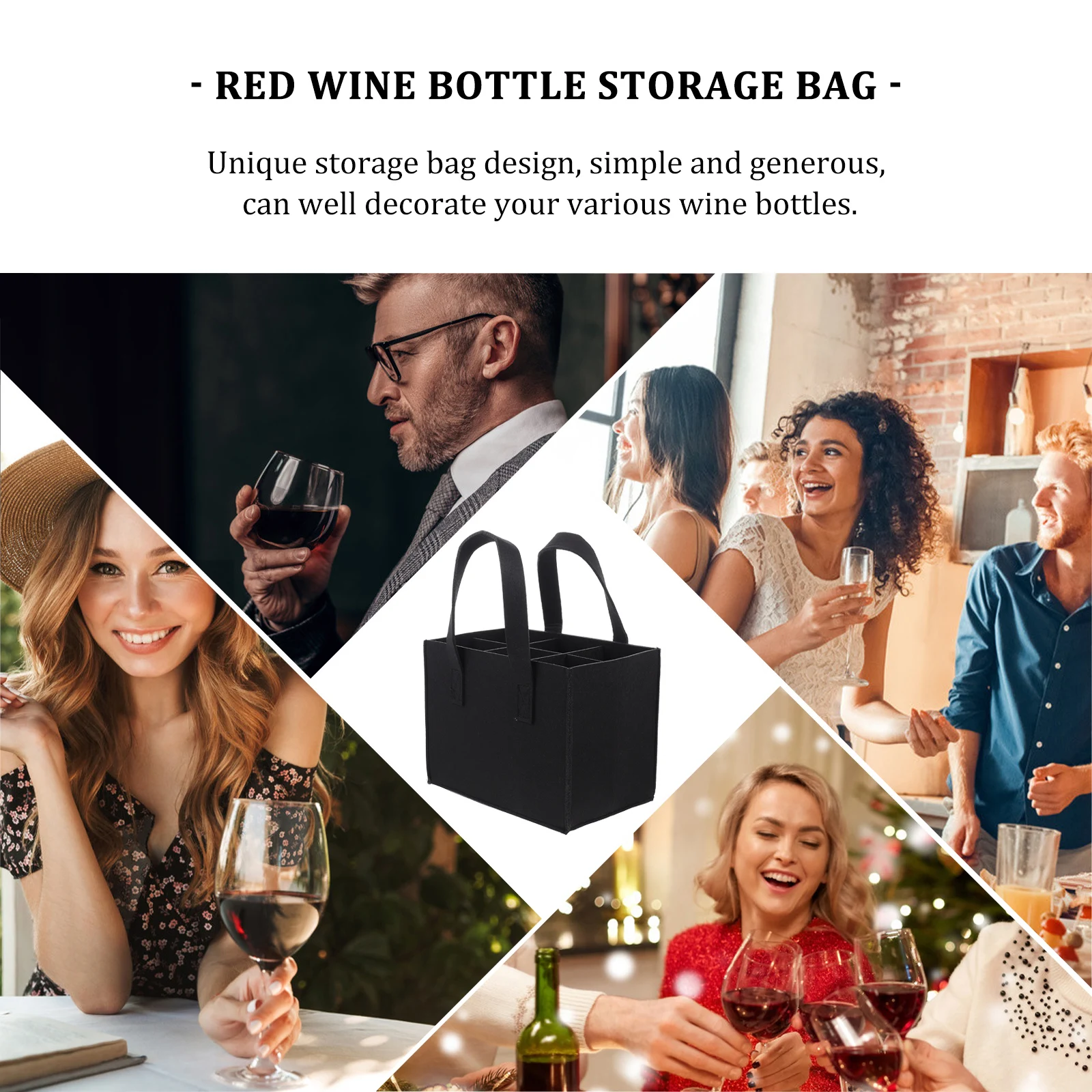 

6 Bottles Bag Red Storage Portable Felt Tote ganizer Carry H Thick Wear Resistant Bottle Holder Home Tidy