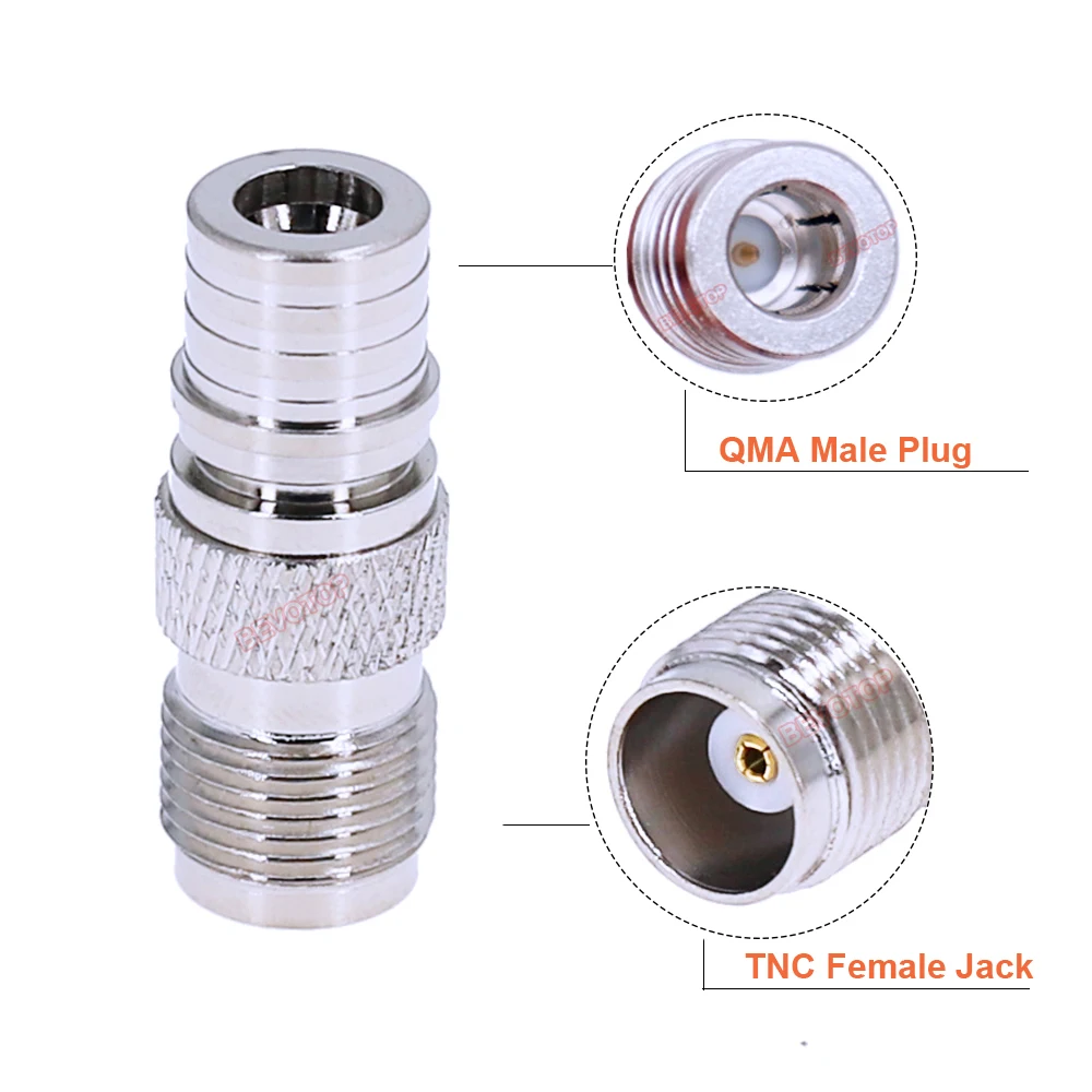 10PCS/LOT Copper TNC to QMA Adaptor QMA Male to TNC Female Jack Straight RF Coaxial Adapter 50 Ohm Converter BEVOTOP Wholesales