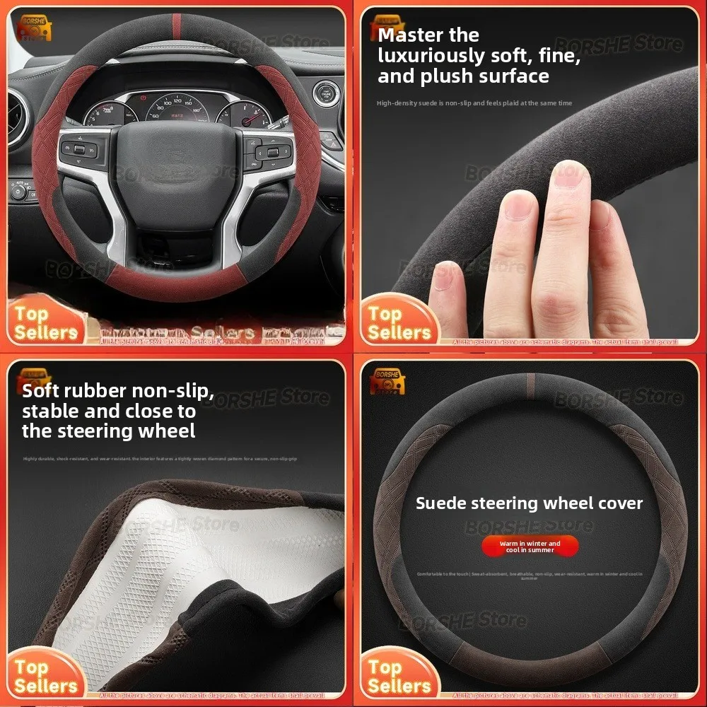 

2026 Universal Faux Suede Winter Steering Wheel Cover with Anti Slip Design Suitable for Chevrolet Blazer 2023 2022 2021 Models