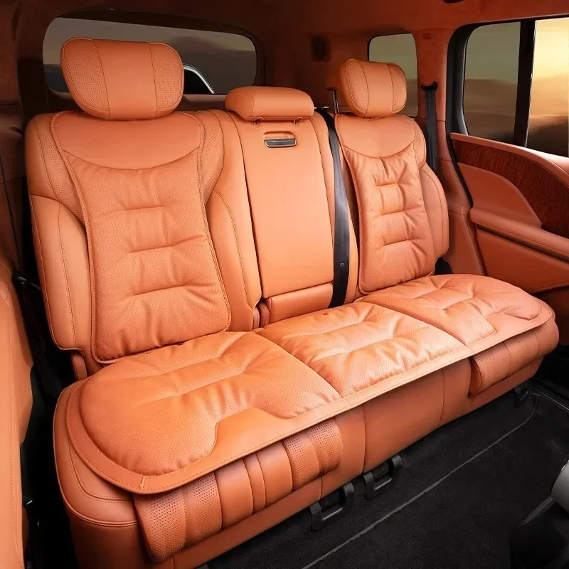High Quality Universal Nappa Leather Full Set Car Seat Covers Soft Breathable Auto Seat Cushion Vehicle Interior Protective Acce