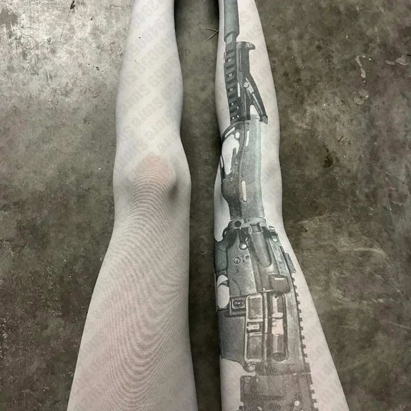 Pantimedias blancas Punk Rock Dark Harajuku, pantimedias básicas de estilo Retro para motocicleta, mallas Y2k, ropa femenina