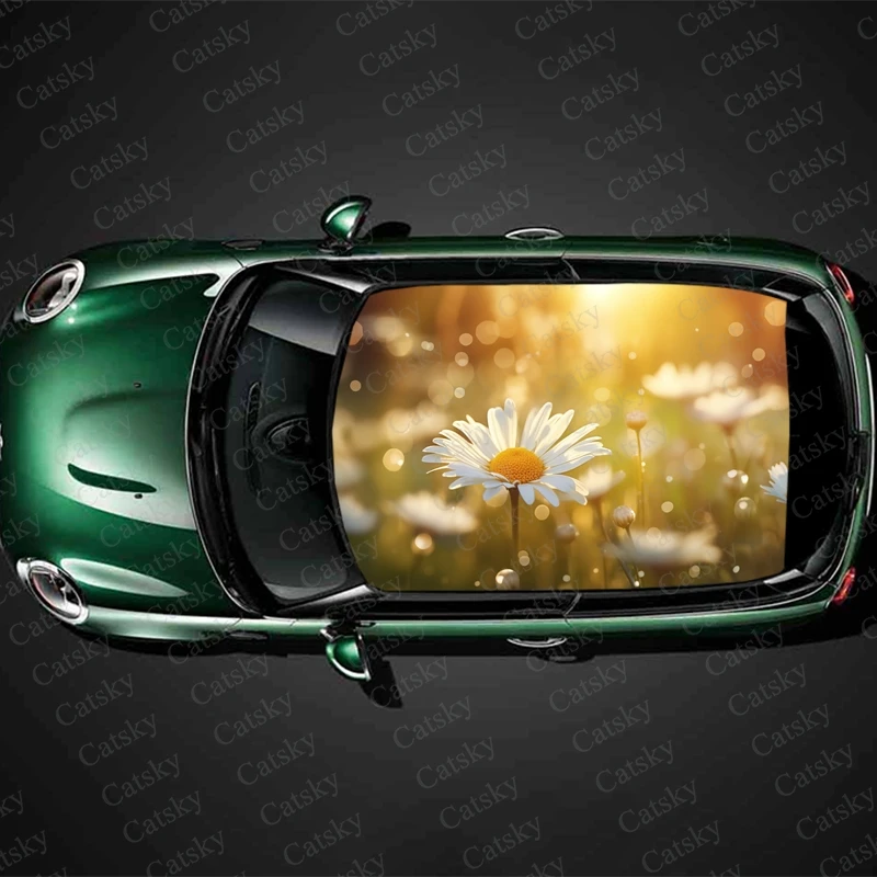 

Sunlit Daisy Field Car Roof Sticker Wrap Racing SUV Accessories Packaging Painted PVC Custom Car Graphic Decal