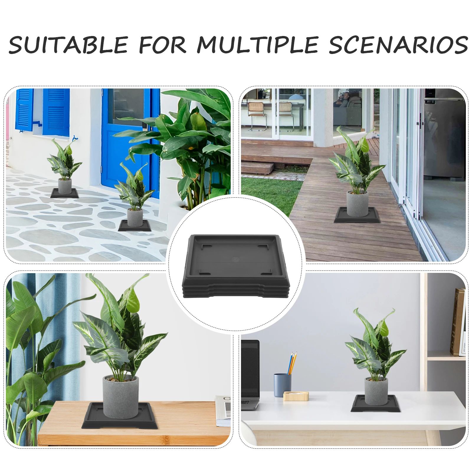 

4pcs Rectangular Plant Saucers Plastic Drainage Trays For Potted Plants Indoor Outdoor Flower Pot Drip Tray Garden Planter