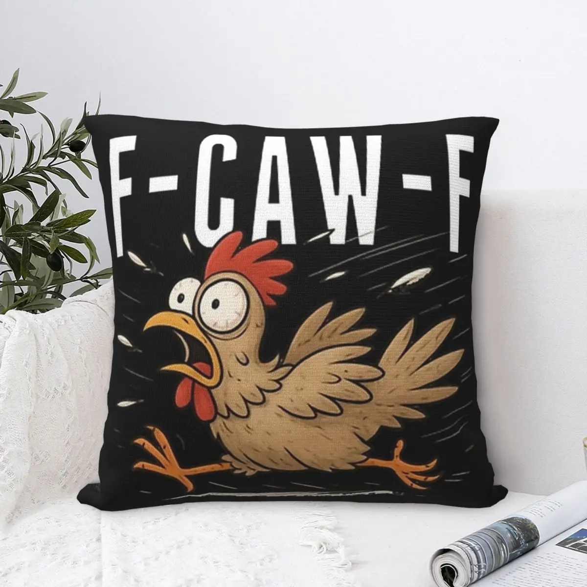 Y2K Home Funny F-Caw-F Chicken FCAWFDecoration Pillowcases Stuff Pillow Covers Zipper Multi-Size