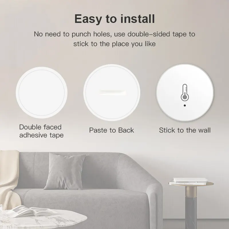 Tuya ZigBee Mini sensore di temperatura e umidità rilevatore di umidità per interni funziona con Alexa Google Home Voice App Control