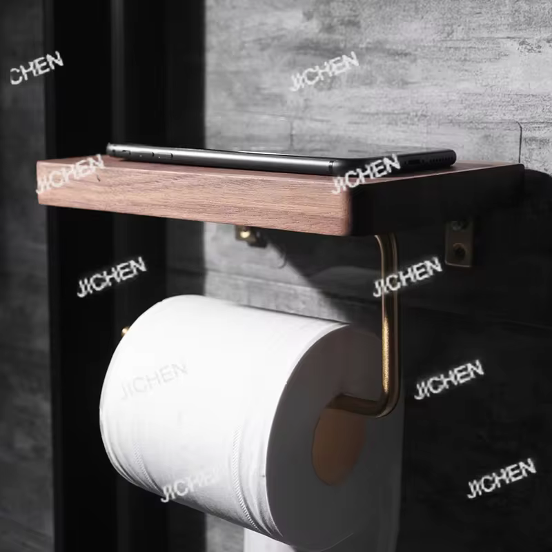 Porte-mouchoirs en bois massif pour salle de bain