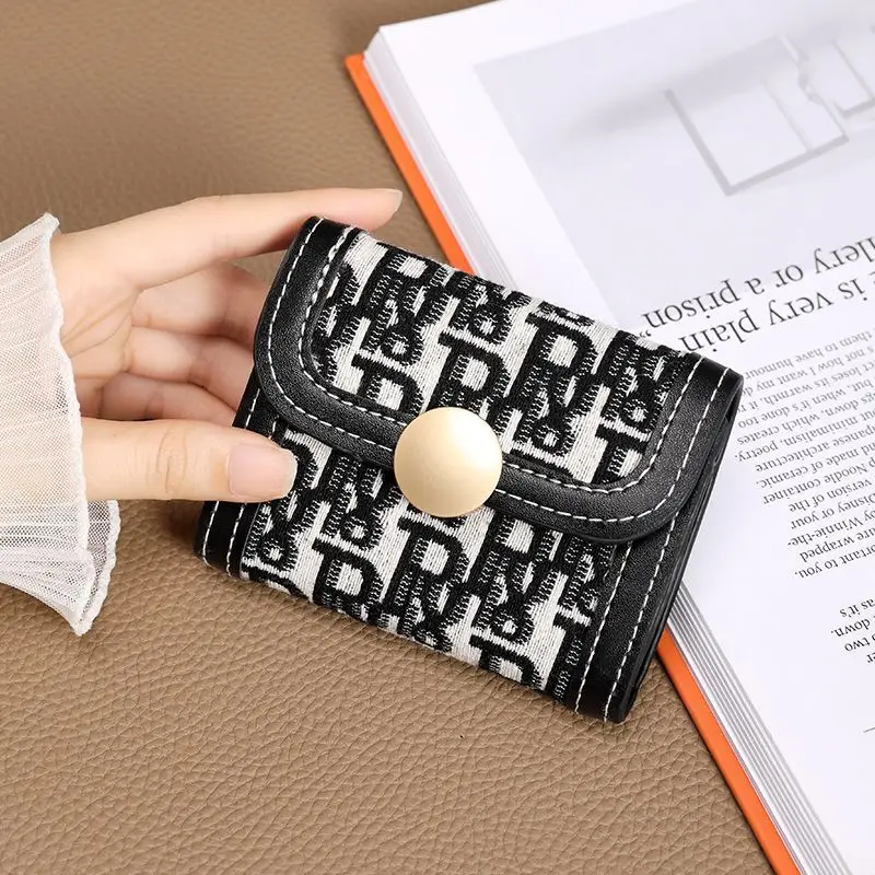 

New Small Wallet Women Card Bag Fashion Canvas Coin Purse Compact Portable Multi-card Money Clip Coin Purse Clutch Bag