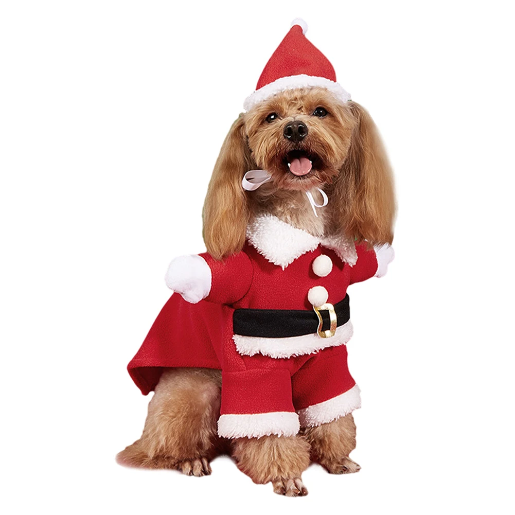 Pet Christmas Clothes Funny Clothes Xmas Clothing Santa Claus Cosplay Costume Coat Hat Puppy Fashion Dog Standing Costume New