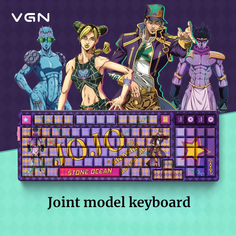 VGN V98proV2 Mechanical Keyboard JOJO Joint Model Three Mode Hot Swappable Gasket Low Latency Wireless E-sports Gaming Keyboard