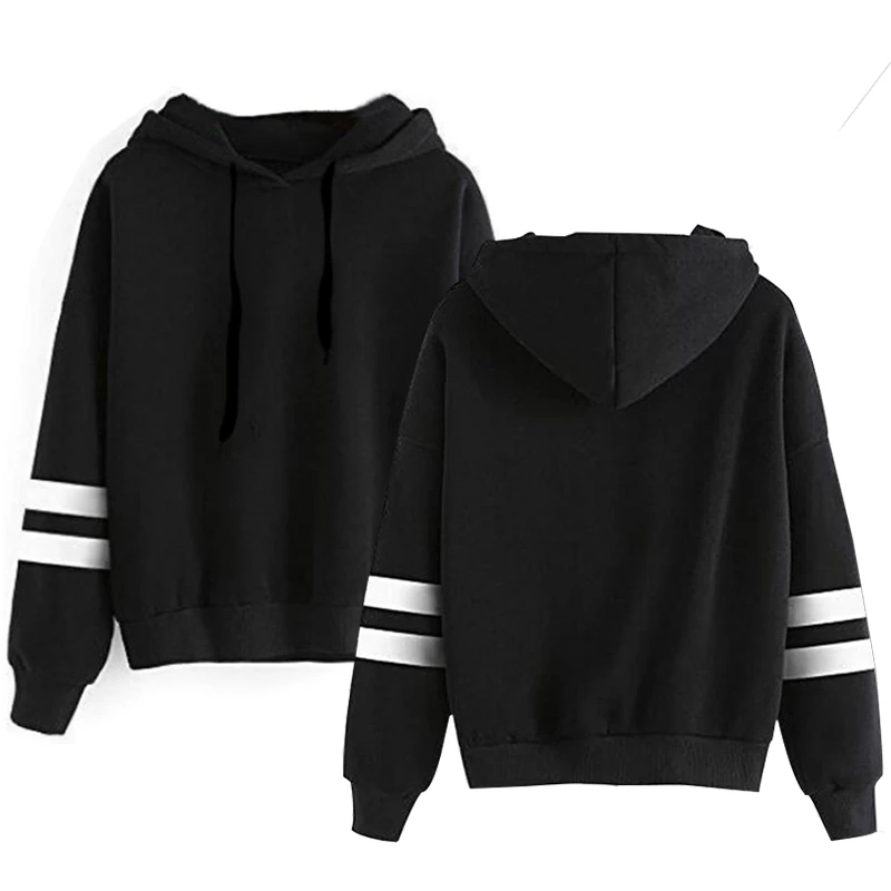 New Autumn Womens Hoodie Long-Sleeved Lazy Style Top Daily Striped Slim Fit Sweatshirts Solid Color Versatile Casual Tracksuit