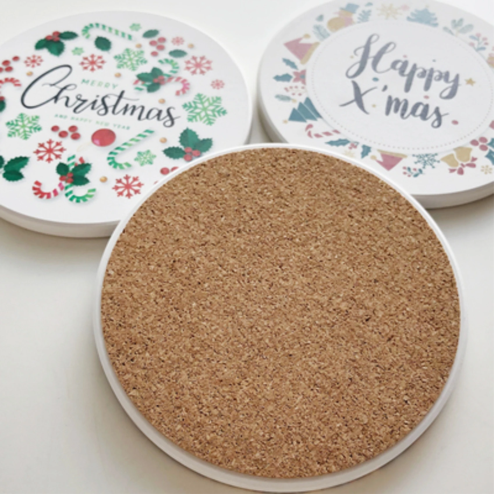 DIY Ceramic Coaster LOGO Photo TEXT Customizd Print Absorbent Material Cork Backing Cup Mug Mat Pad Kitchen Desk Table Decorate