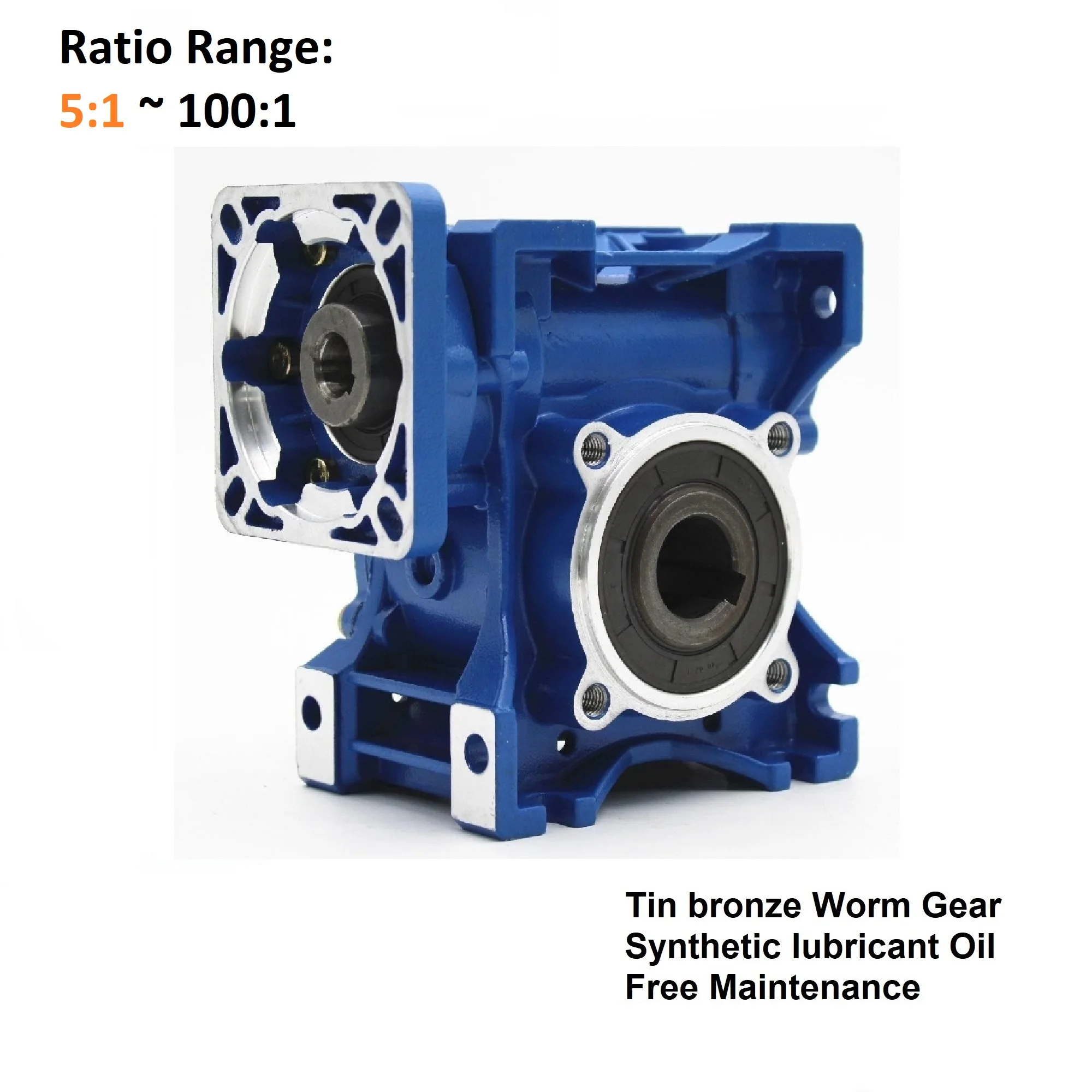 

CHENYUE Worm Gearbox Speed Reducer CYRW50 Input 14/11/19 Output 25mm Ratio 5-100 Tin Bronze Free Maintenance Servo Stepper Motor