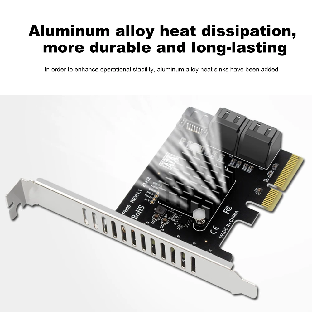 PCI-E SATA 3.0 Controller Card Jmb585 Chip PCIe X4 To SATA3.0 Expansion Adapter Card for Windows/Linux/ OS
