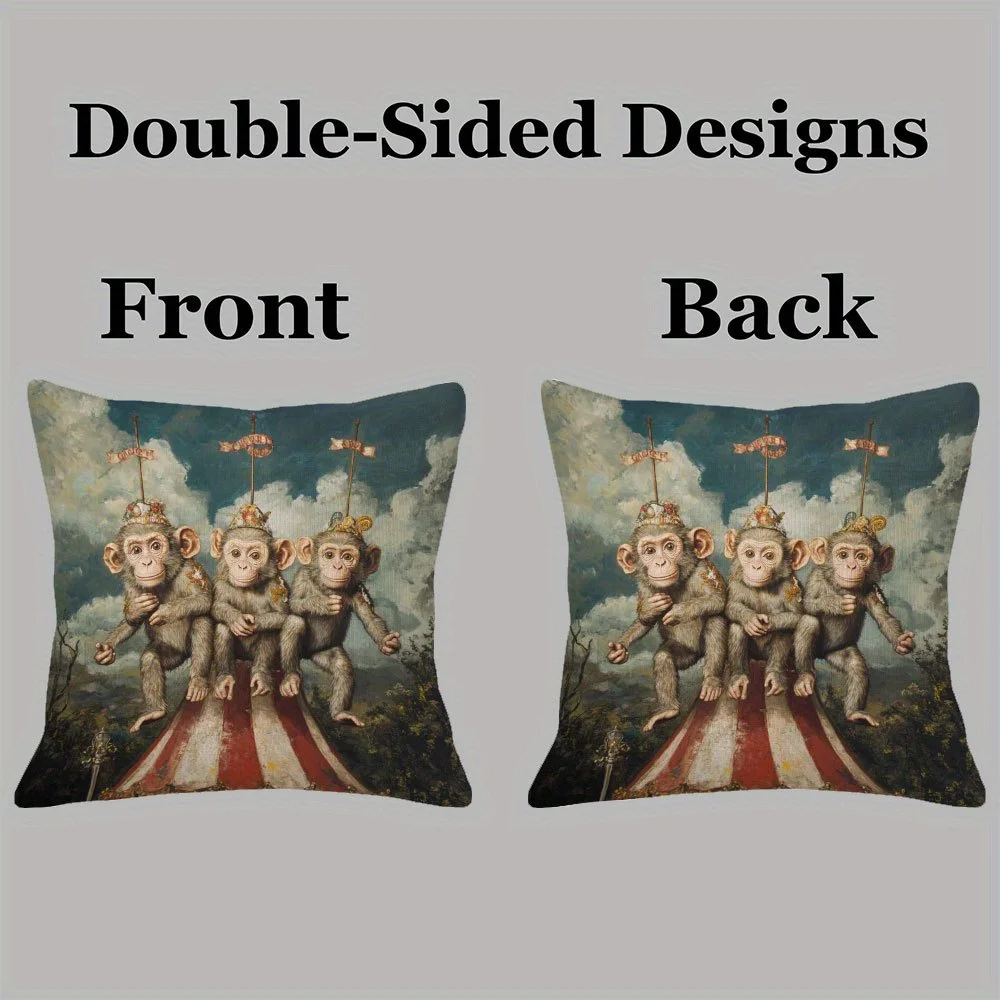 Double Sided Not My Circus Not My Monkeys Decorative Throw Pillow Case Funny Saying Quote Cushion Cover for Sofa Home Decor