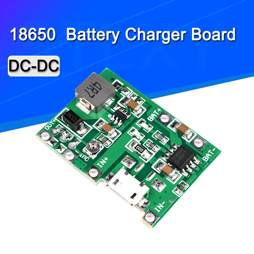 Lithium Li-ion 18650 3.7V 4.2V Battery Charger Board DC-DC Step Up Boost Module TP4056 DIY Kit Parts