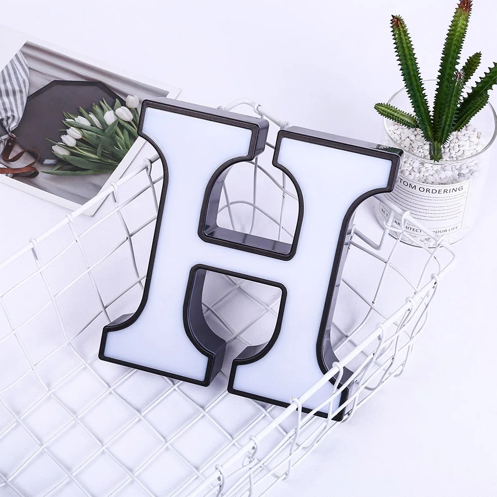 

LED Letter Sign Alphabet H Shape White Romantic Neon Night Light Wedding Party Bedroom Wall Hanging Decor Alphabet H Lamp