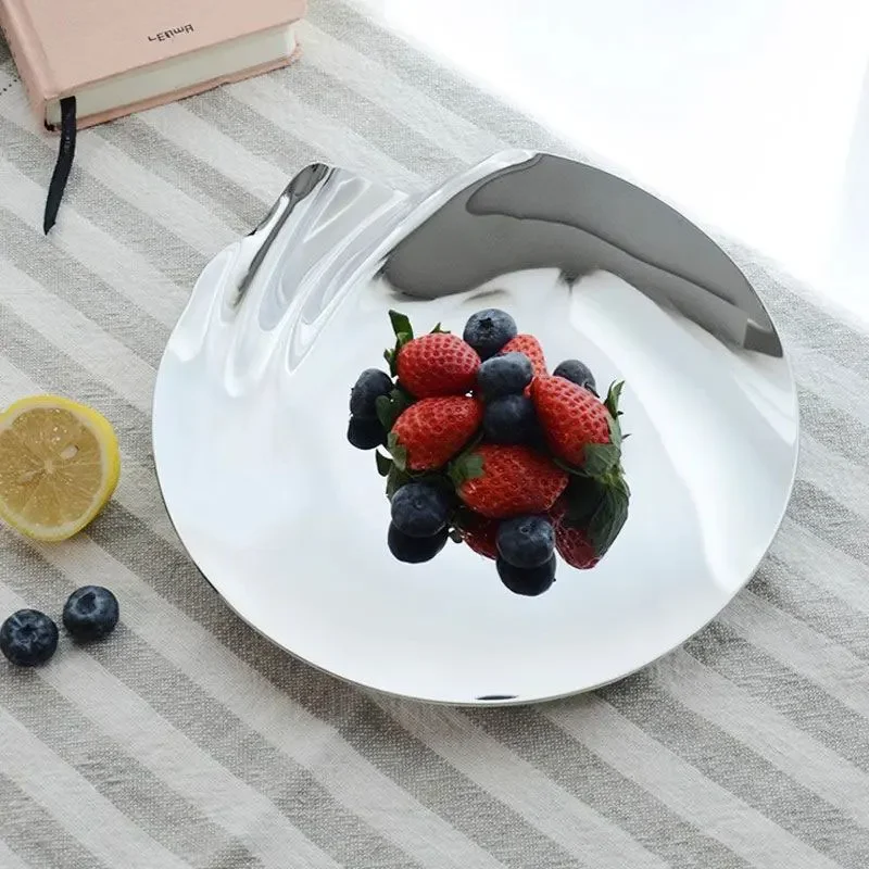 

Элитные фрукты ​ Тарелка-фруктовница из нержавеющей стали 304, креативная, для гостиной, серебристая, металлическая, для закусок, для хранения продуктов, домашний декор